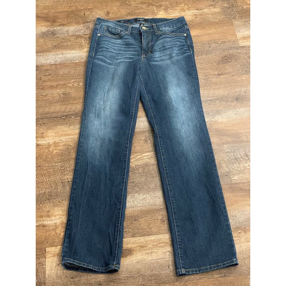 Nine West ladies bootcut jean 10 embellished blue stone pockets